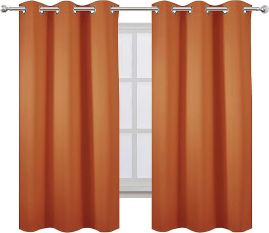 LEMOMO Orange Blackout Curtains 38 x 63 Inch Length/Set of 2 Curtain by Lemomo