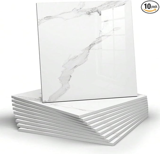 Chejiaye 10pcs Marble Peel and Stick Backsplash Waterproof Washroom Wall Panels by Chejiaye