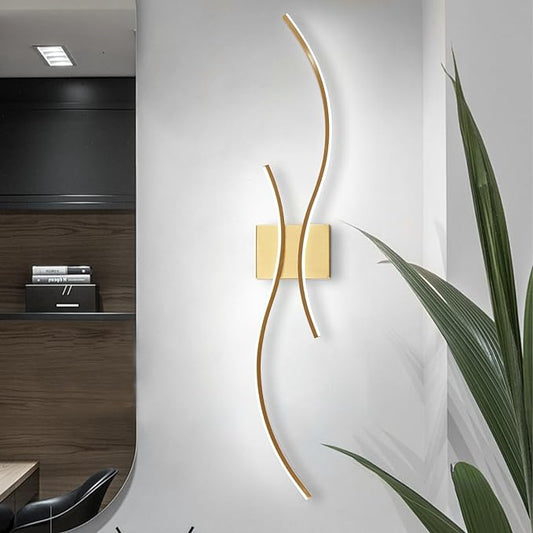 CANEOE Modern Wall Sconce, 39Inch Gold LED Wall Light Fixtures, 6000K Bathroom by CANEOE