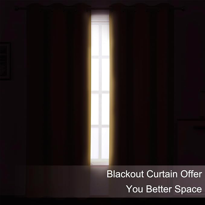 LEMOMO Blackout Curtains 52 x 84 inches Long Mustard Yellow Curtains Set of 2 - Image 3