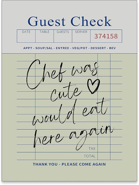 PDFI Trendy Kitchen Wall Art Guest Check Prints Chef Was Cute Would Eat Here by PDFI