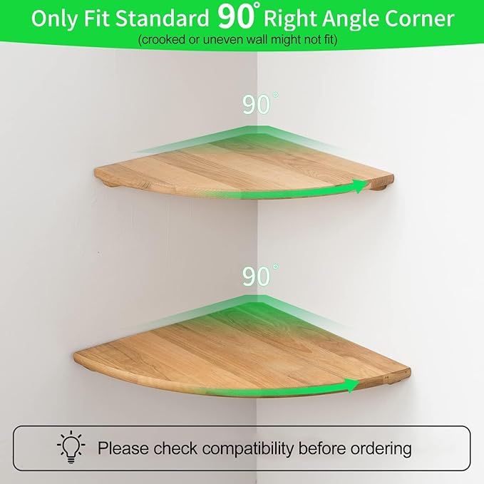 Corner Shelves, Floating Corner Shelf, Round End Wall Mount - Image 2