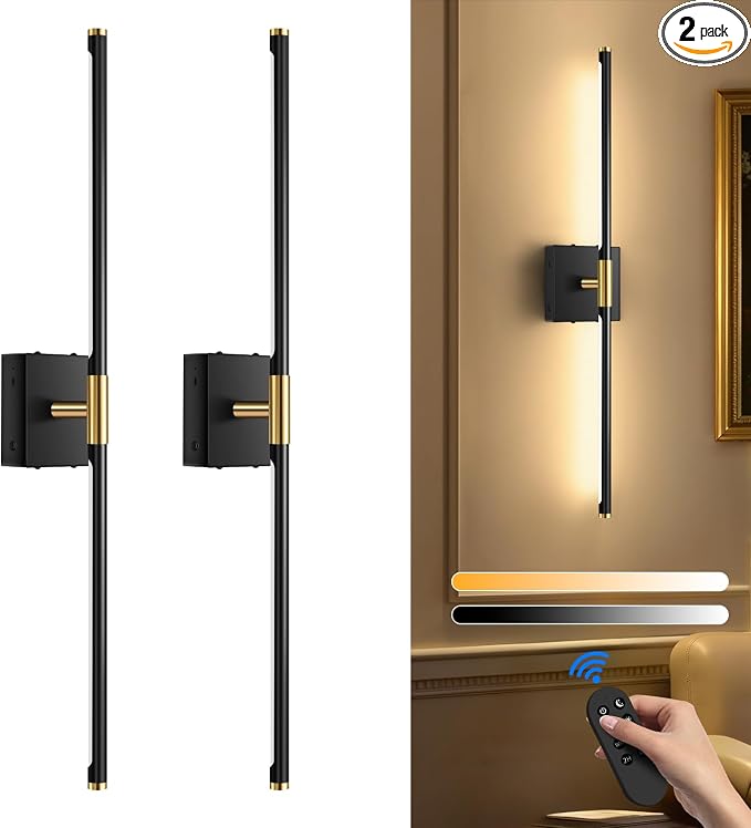 SAIMAND Wireless Sconces Set of 2 Battery Operated, 8000mAh USB Rechargeable by SAIMAND