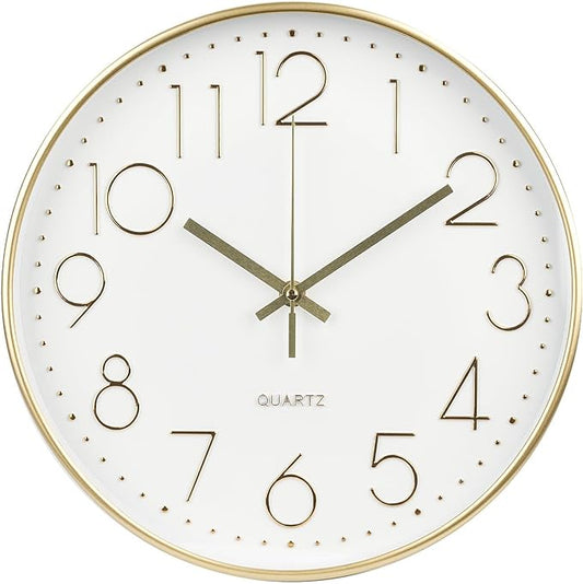 Wall Clock Non-Ticking Silent Modern Simple Style Round Decor Clock by BAKBRAND