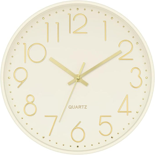 Foxtop Modern Wall Clock Silent Non Ticking Battery Operated Quartz Round Wall by Foxtop
