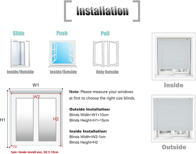 YIIBAII Mini Blinds Suitable for 27.5" W x 64" H Windows 1" Aluminum Horizontal - Image 8