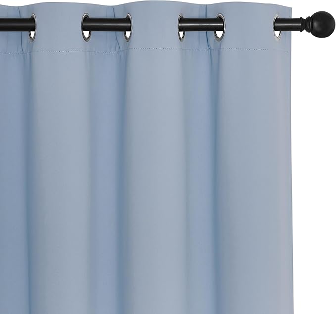 NICETOWN Vintage Blue Blackout Curtains for Bedroom/Living Room 132 Inch Length - Thermal Insulated Room Darkening Grommet Top Window Curtains (100 by 132 - Inch, 1 Panel)