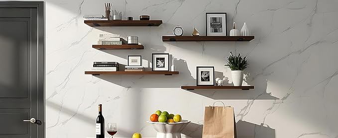 6 Pack - 7 inch Black Hidden L Shelf Bracket Iron Floating Shelf Brackets - Image 8