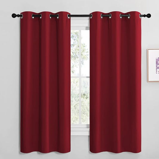 NICETOWN Christmas Burgundy Red Kitchen Blackout Curtain Panels, Thermal by NICETOWN