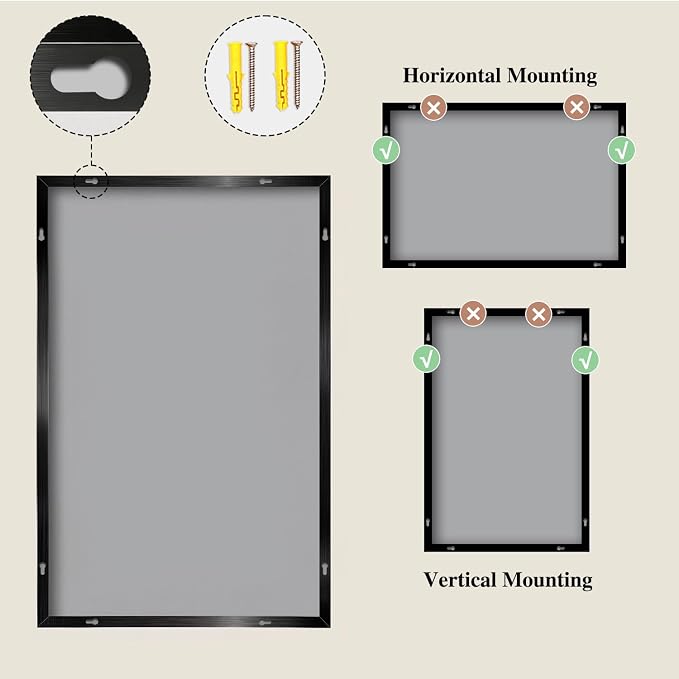 Koonmi Black Mirrors for Wall, 30x48 Inch Bathroom Mirror, Rectangular Wall - Image 8