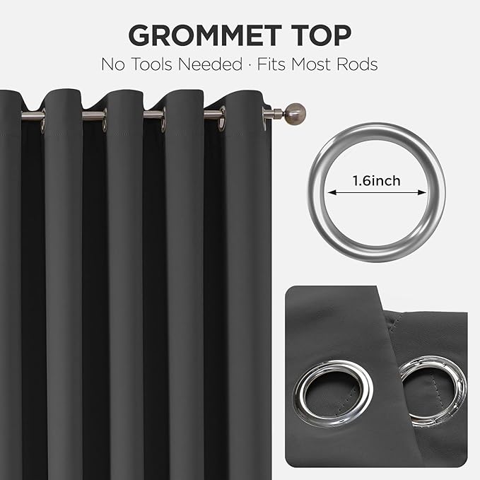 Joydeco Blackout Door Curtain for Doorway Privacy 72 Inches Long, Grommet Closet Curtain for Open Closet, Room Divider for Bedroom Living Room (Grey, 52Wx72L, 1 Panel)