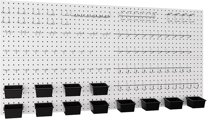 INCLY 158PCS Metal Pegboard Wall Organizer, 48x24 Inch White Pegboard Panels by INCLY