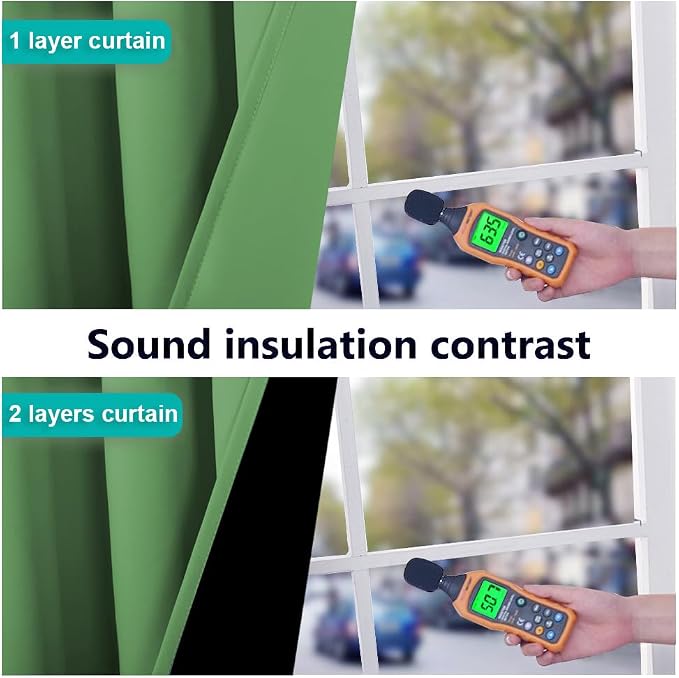 NICETOWN Full Shade Curtain Panels, 70 x 72 inch, Forest Green, Pair of Energy - Image 3