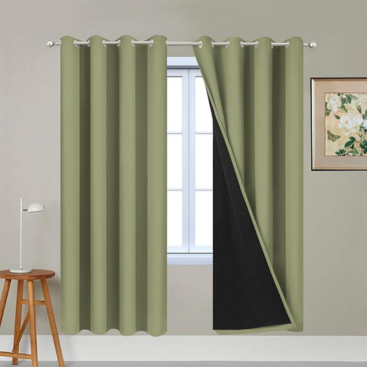 Yakamok 100% Blackout Curtains Energy Saving Thermal Insulated 2 Thick Layers by Yakamok