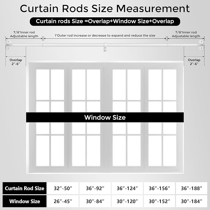 2 Pack Curtain Rods 36-120 Inch, Living Room, Sliding Door - Image 8