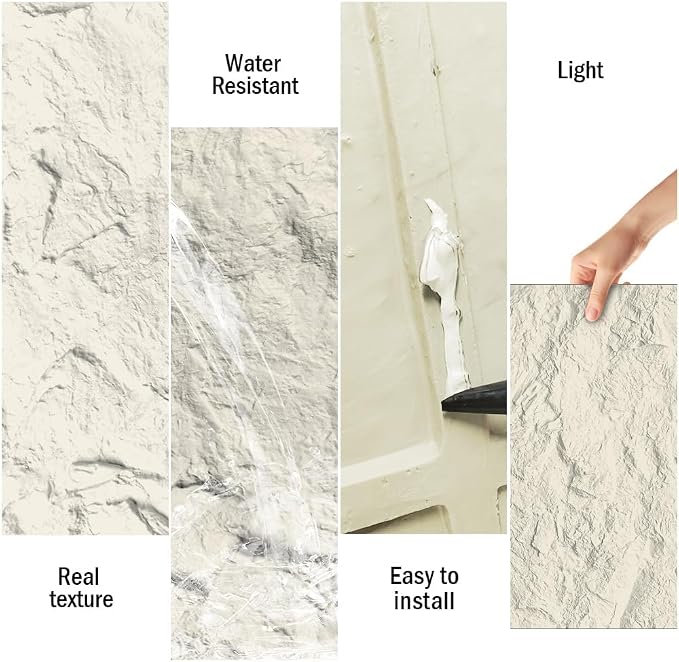 4-Pack 3D PU Stone Wall Panels for Interior Decor - Image 4