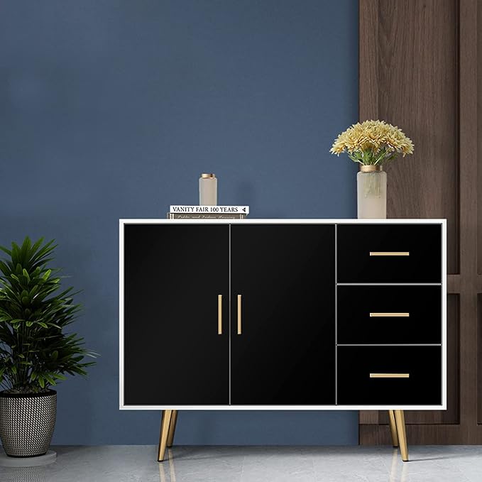 practicalWs 15.7 inch x 984.2 inch Black Wallpaper Solid Color Contact Paper - Image 3