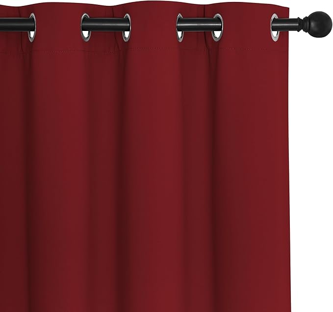 NICETOWN Blackout Sliding Glass Door Curtains, Room Darkening Thermal Insulated Curtains for Living Room Bedroom, Extra Wide Window Drapes, 1 Panel, W80 x L118, Burgundy Red