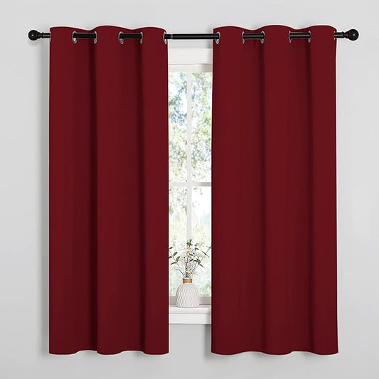 NICETOWN Burgundy Red Blackout Curtains 48 inches Length by NICETOWN