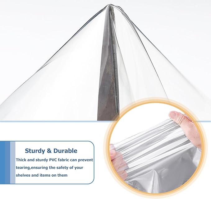 Waterproof Shelf Cover,Durable Dustproof Storage Wire Rack Covers,Outdoor Shelving Covers for Wire Shelves with Zipper 48''x24''x72'',Clear