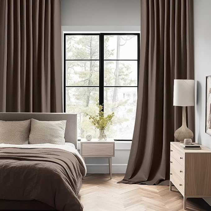 MIULEE Chocolate Brown Back Tab Blackout Curtains 72 Inches Long 2 Panels Set - Image 2