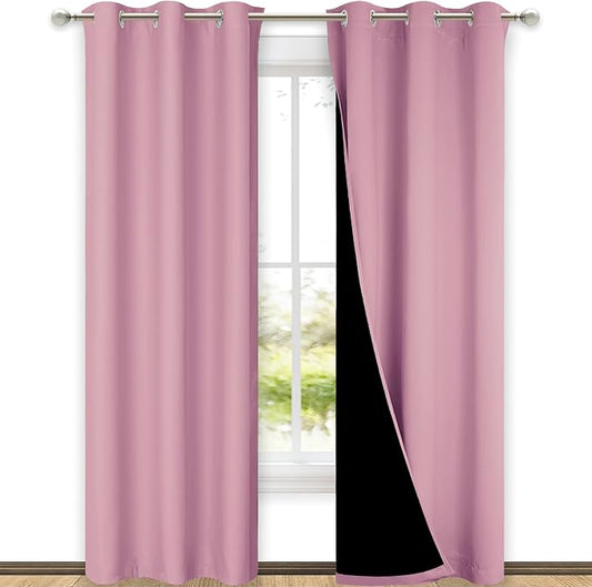NICETOWN Crystal Pink Full Shade Curtain Panels, Pair of Thermal Insulated & by NICETOWN