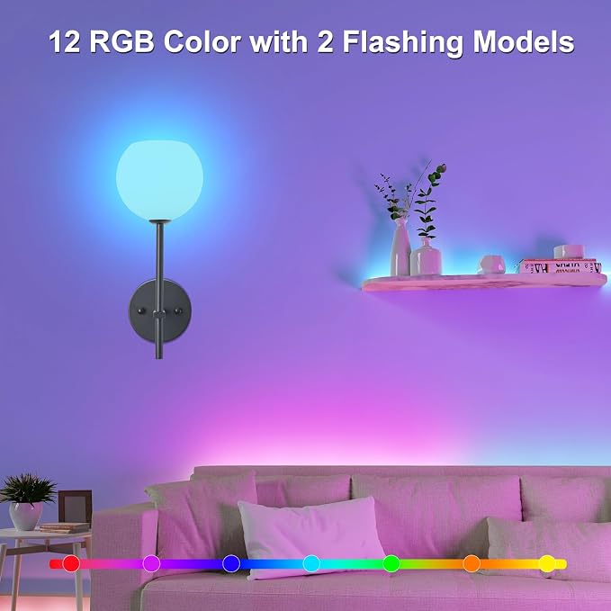 Black Battery Operated Wall Sconces Set of 2, Rechargeable Wireless Wall Lights - Image 2