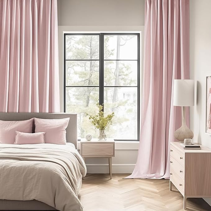 MIULEE Baby Pink Back Tab Blackout Curtains 120 Inch Long 2 Panels Set - Image 2
