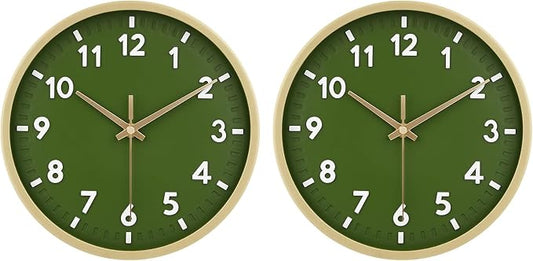 HIPPIH Wall Clock 2 Pack, 10 Inch Modern Wall Clocks Battery Operated, Non by HIPPIH