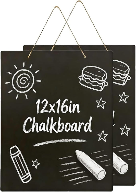 Hanging Chalkboard 12x16 Inch Double-Sided Chalkboard Sign Decorative by KOOLDE