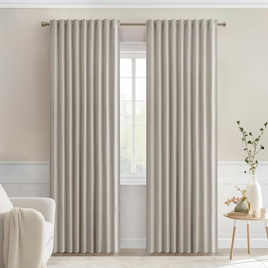MIULEE Natural Back Tab Blackout Curtains 72 Inches Long 2 Panels Set by MIULEE