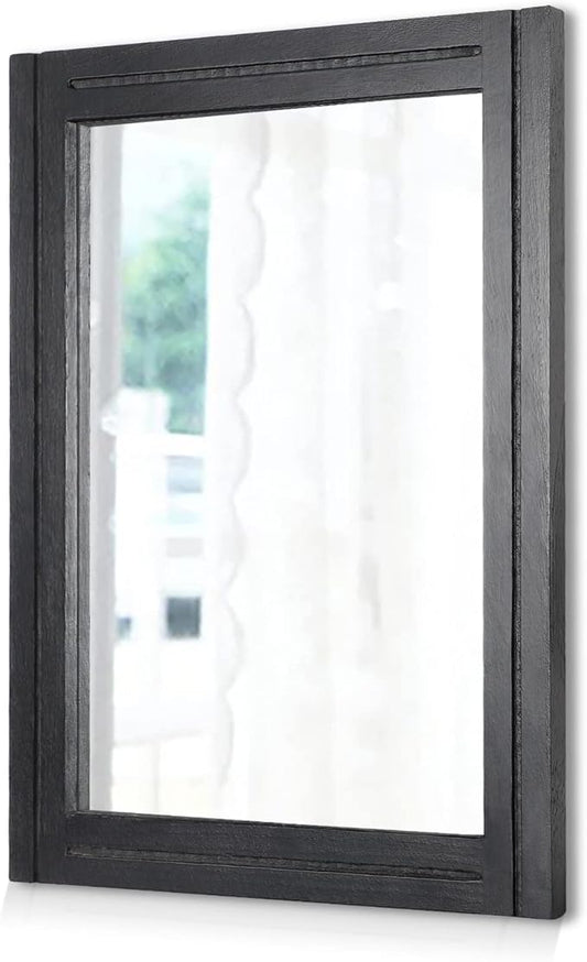 AAZZKANG Large Mirrors for Wall Black 28"x20" Rectangle Wood Framed Mirror by AAZZKANG