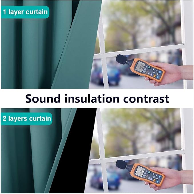 NICETOWN 100% Blackout Curtains 102 inches Long, Noise Reduction Window - Image 4