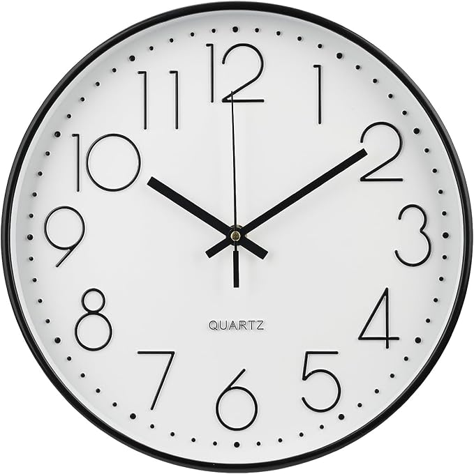 Wall Clock 10 Inch Non-Ticking Silent Modern Simple Style Round Decor Clock by BAKBRAND