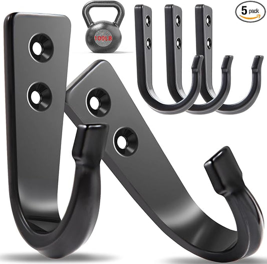 5 Large Size Heavy Duty Wall Hooks, Coat Hooks by WODEGIFT