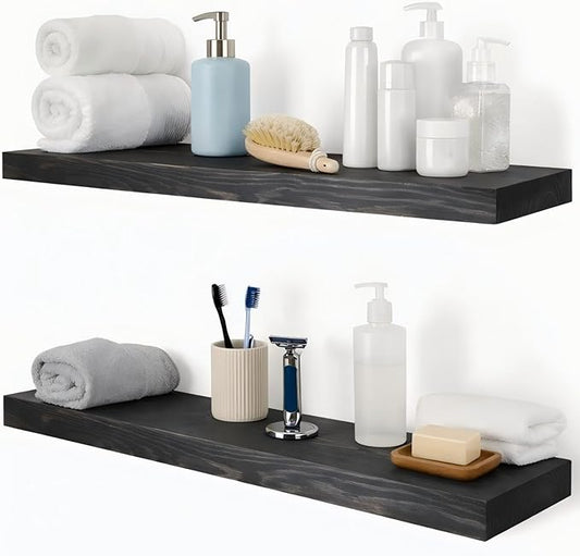 Wood Floating Shelves Set of 2, 36 Inch Long, 8 Inch Deep Solid Wood Wall by xwne