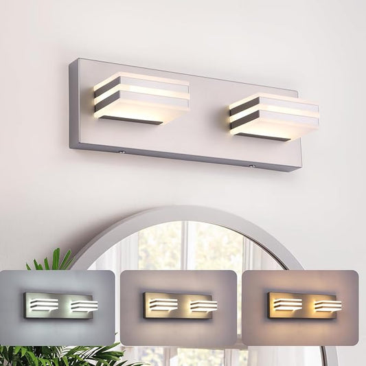 2-Light, 12.6-Inch Wall Lights Brushed Nickel Vanity Lights by BrightUpHomeWithLight