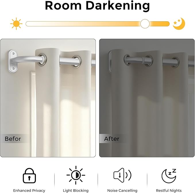 Curtain Rods 36-88 Inch, 1 Inch Adjustable Heavy Duty Room Darkening Window - Image 3