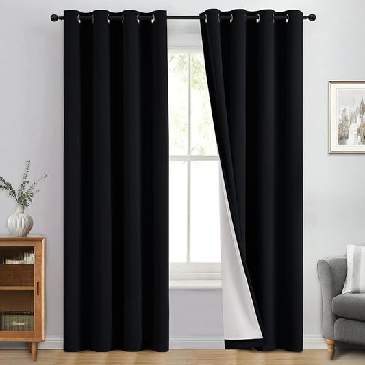 Yakamok 100% Blackout Curtain Panels 96 inches Cold and Light Blocking Drapes by Yakamok