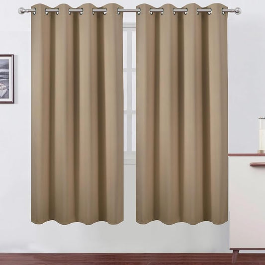 LEMOMO Blackout Curtains 66 x 72 Inch Long Natural Curtains Set of 2 Panels by Lemomo