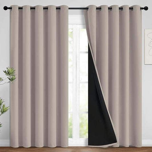 Yakamok 100% Blackout Curtains 84 Inches Long, 2 Thick Layers Heat and Full by Yakamok