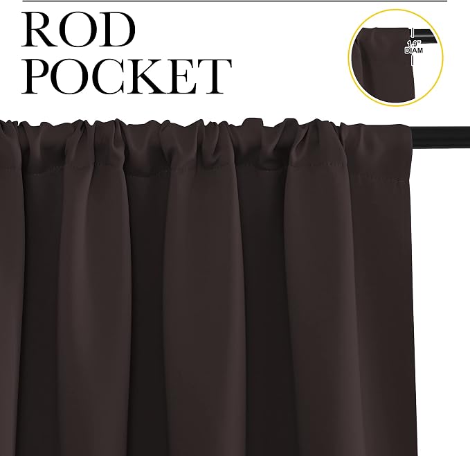 NICETOWN Window Curtains for Bedroom, Toffee Brown, 2 Panels, W42 x L48 -Inch - Image 2