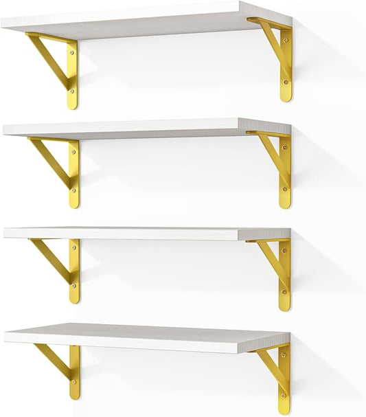 Fixwal White Shelves, Wood Wall Floating Mounted Shelves by Fixwal
