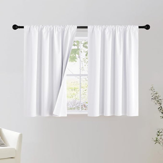 NICETOWN Bedroom 100% Blackout Curtains, 2 Panels, 42 by 36, Snow White by NICETOWN