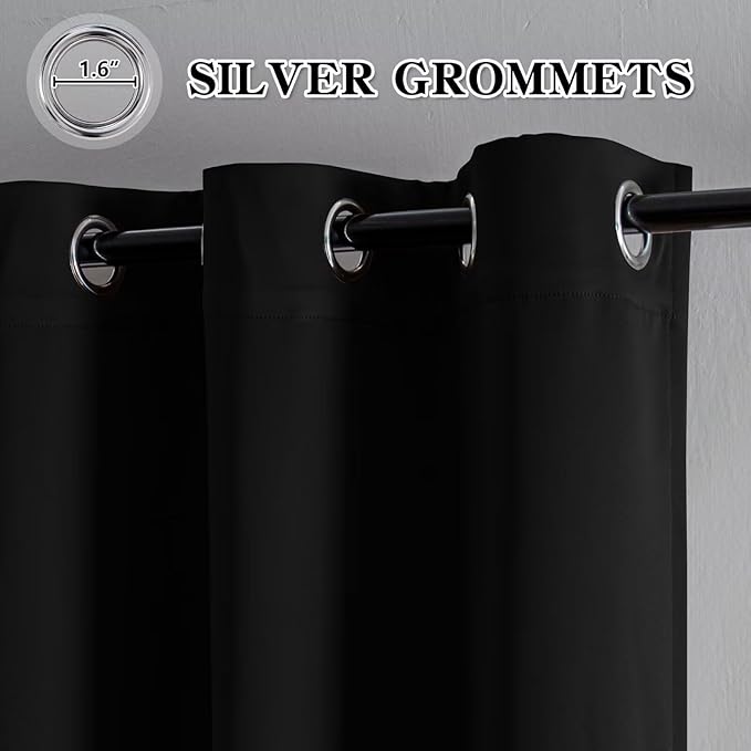 IGEMAEVE Black Blackout Sliding Door Curtains 96 Inch Length, Extra Wide Room - Image 2