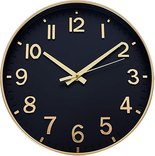 HZDHCLH Wall Clocks Battery Operated, Wall Clock Black Gold, 14 inch Wall Clock by HZDHCLH