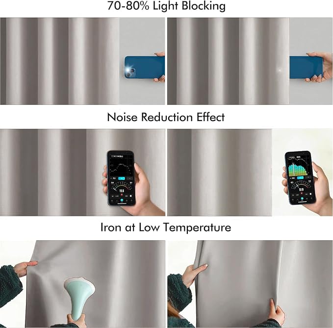 MIULEE Stone Back Tab Blackout Curtains 102 Inch Long 2 Panels Set - Image 5