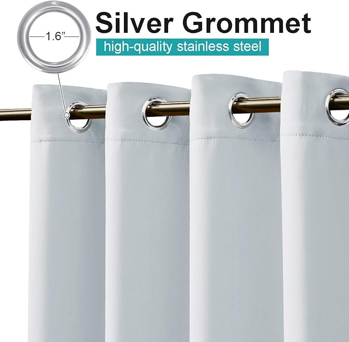 NICETOWN Patio Outdoor Curtain Waterproof Extra Wide and Long, Rustproof Grommet W100 x L108 Room Darkening Outdoor Living Divider Privacy Thermal Insulated Blinds for Pool, Greyish White, 1 Piece