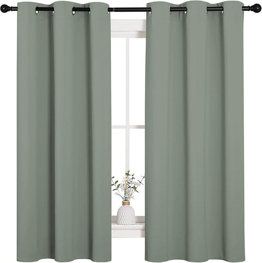 NICETOWN Greyish Green Nursery Essential Thermal Insulated Solid Grommet Top by NICETOWN