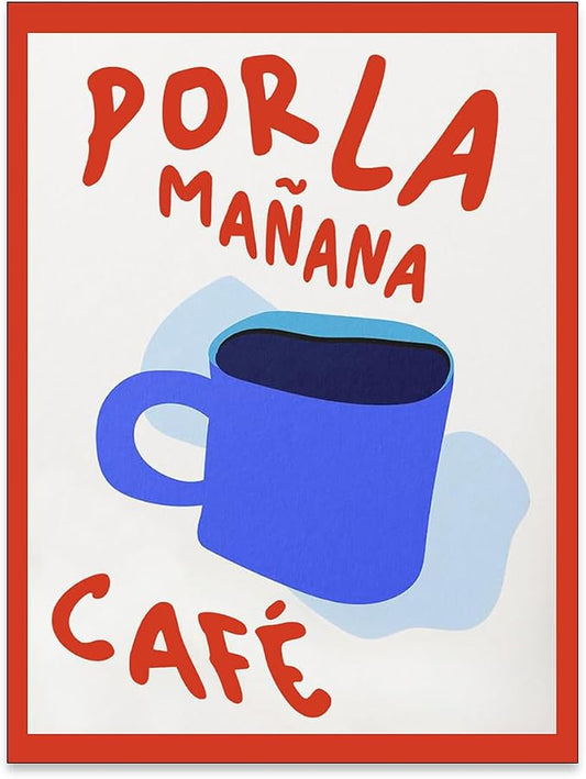 Kitchen Wall Art Por La Mañana Cafe Print Vintage Coffee Artwork Pictures by PDFI